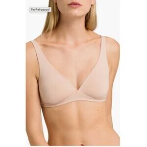 Hanro Beige Cotton Sensation Soft Cup Bra 80C 36C T Shirt Bra Triangle